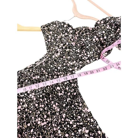 J. Crew Puff-Sleeve Drapey Crepe Top in Fall Garden Floral Black Pink Womens XL - Picture 7 of 10